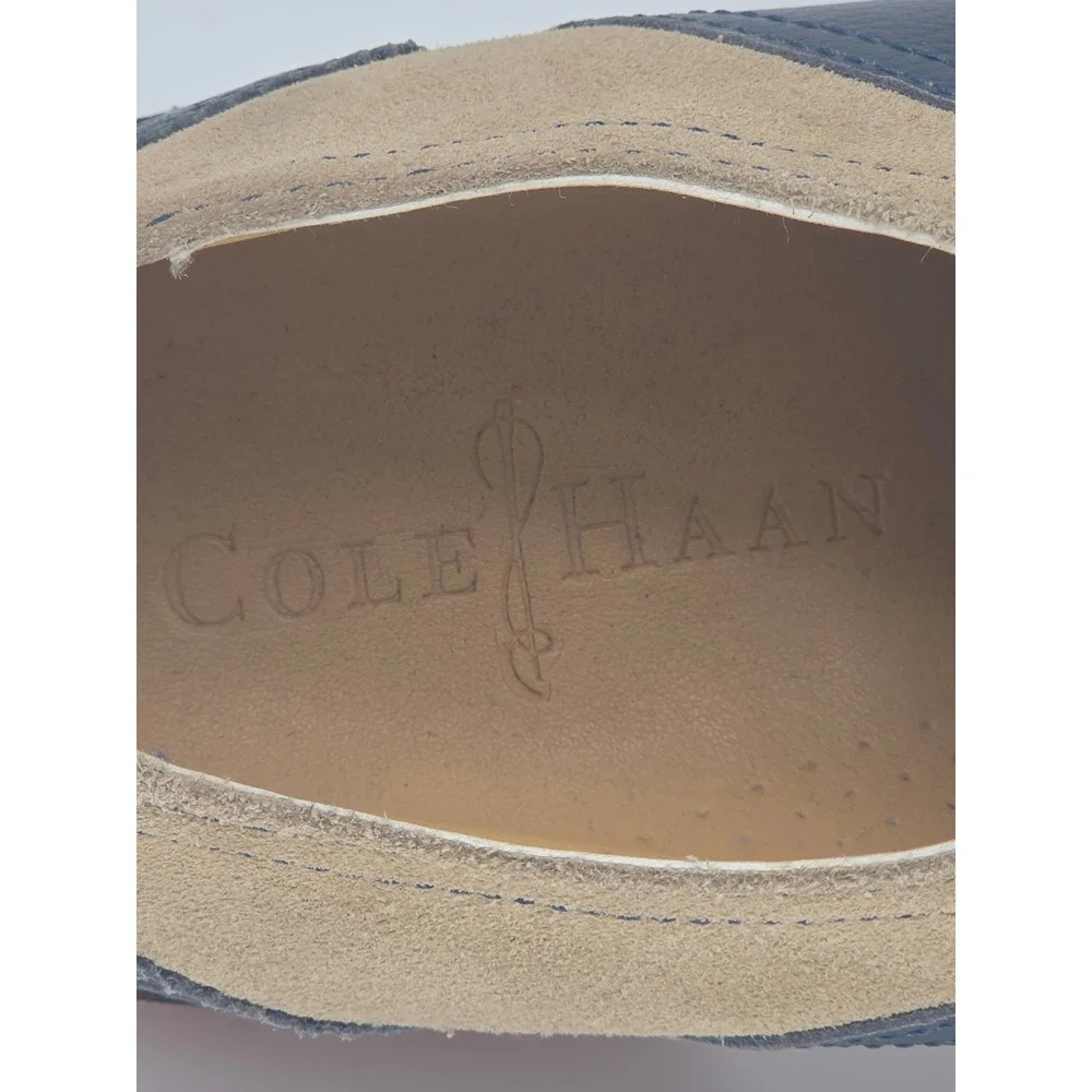 Cole Haan Mens Tan Suede Navy Leather Saddle Shoes Oxford 9.5 M Preppy Academia